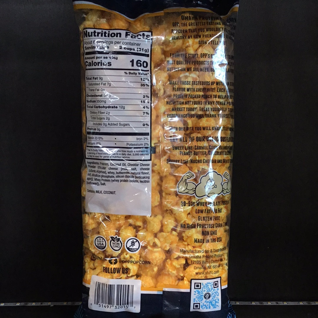 OPP Company Protein Popcorn- Nacho Cheddar- 8g Protein/ 2 Cups