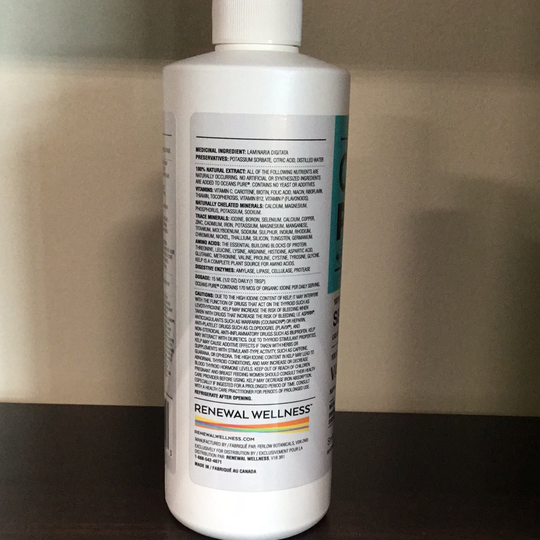 Oceans Pure by Renewal Wellness- 100% Natural Sea Kelp Liquid Supplement- 500 ml