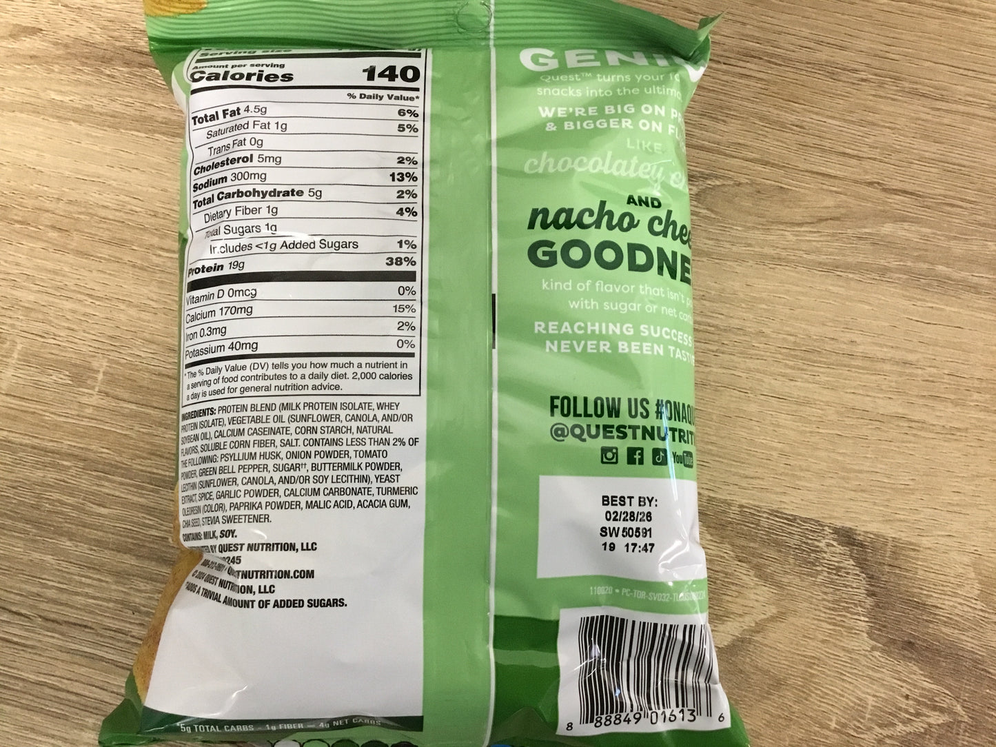 Quest Tortilla Protein Chips- Salsa Verde- 19 g protien