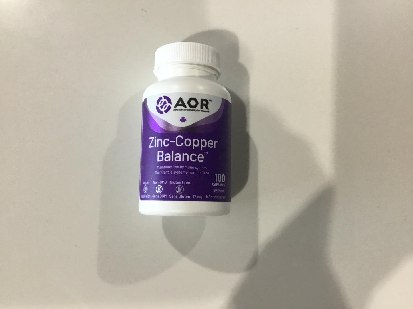 AOR- Zinc-Copper Balance- 100 capsules