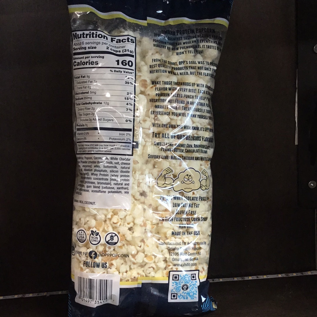 OPP Company Protein Popcorn- White Cheddar- 8g Protein/ 2 Cups