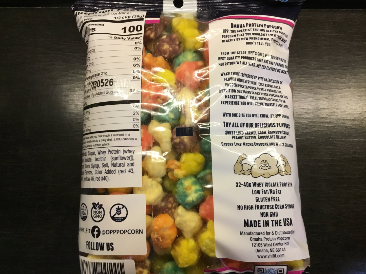 Omaha Protein Popcorn- Rainbow Candy- 40 g protein