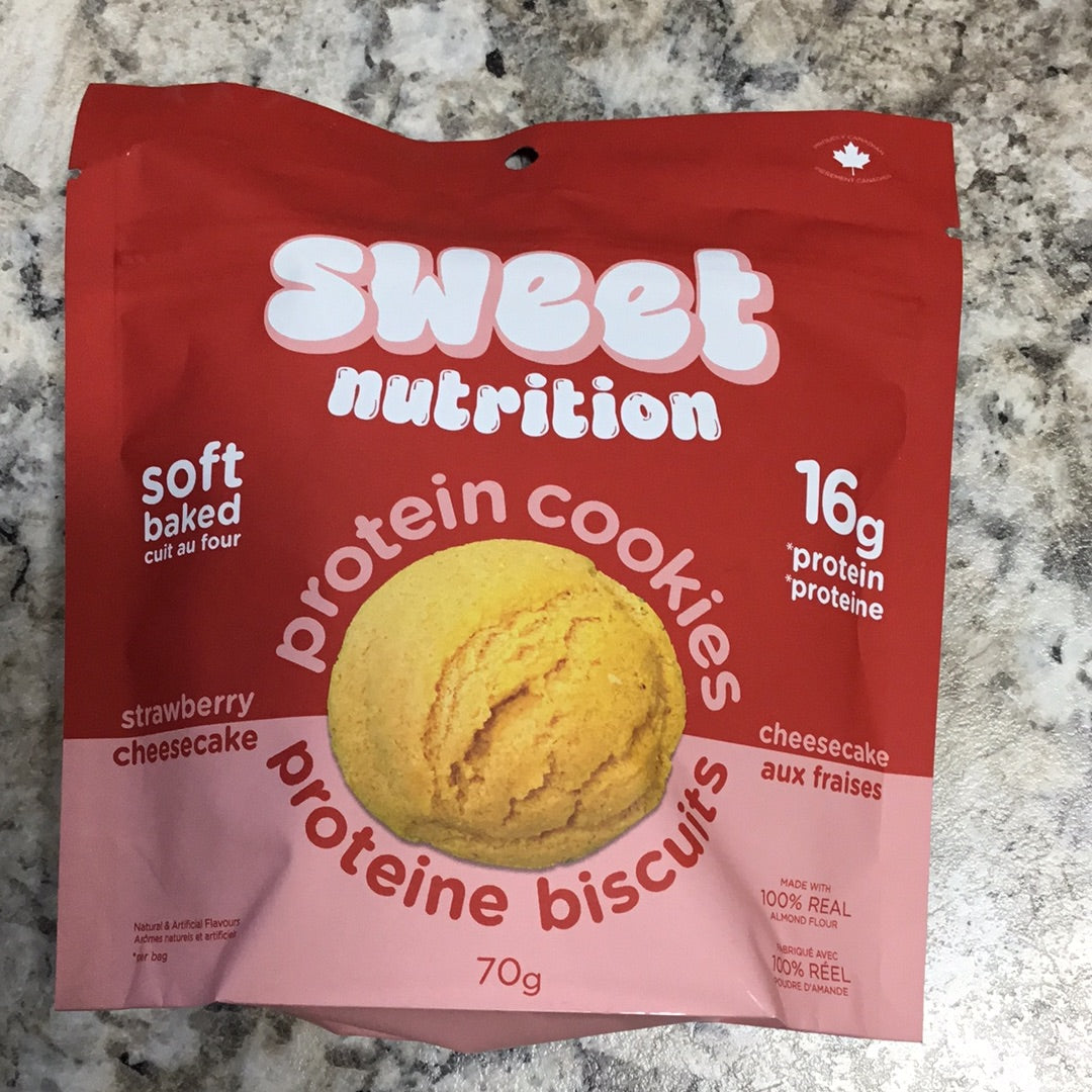 Sweet nutrition protein cookies- strawberry cheesecake