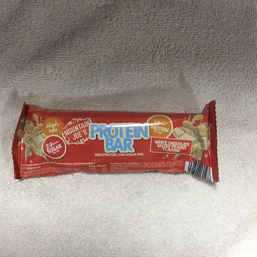 Mountain Joe’s White Chocolate Salted Peanut Flavour Protein Bar- 18g Protein