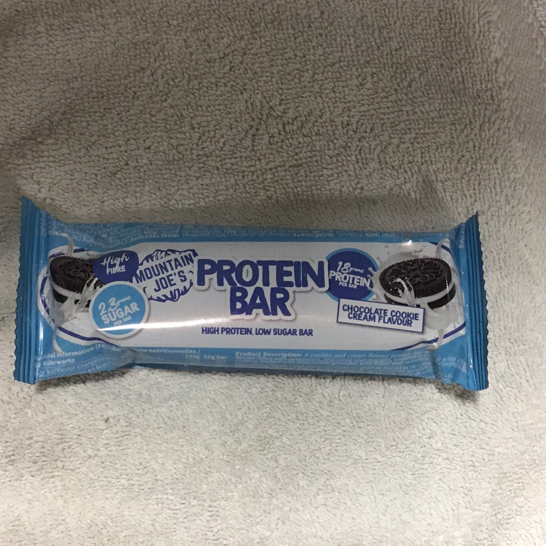 Mountain Joe’s Chocolate Cookie Cream Flavour Protein Bar- 18g Protein