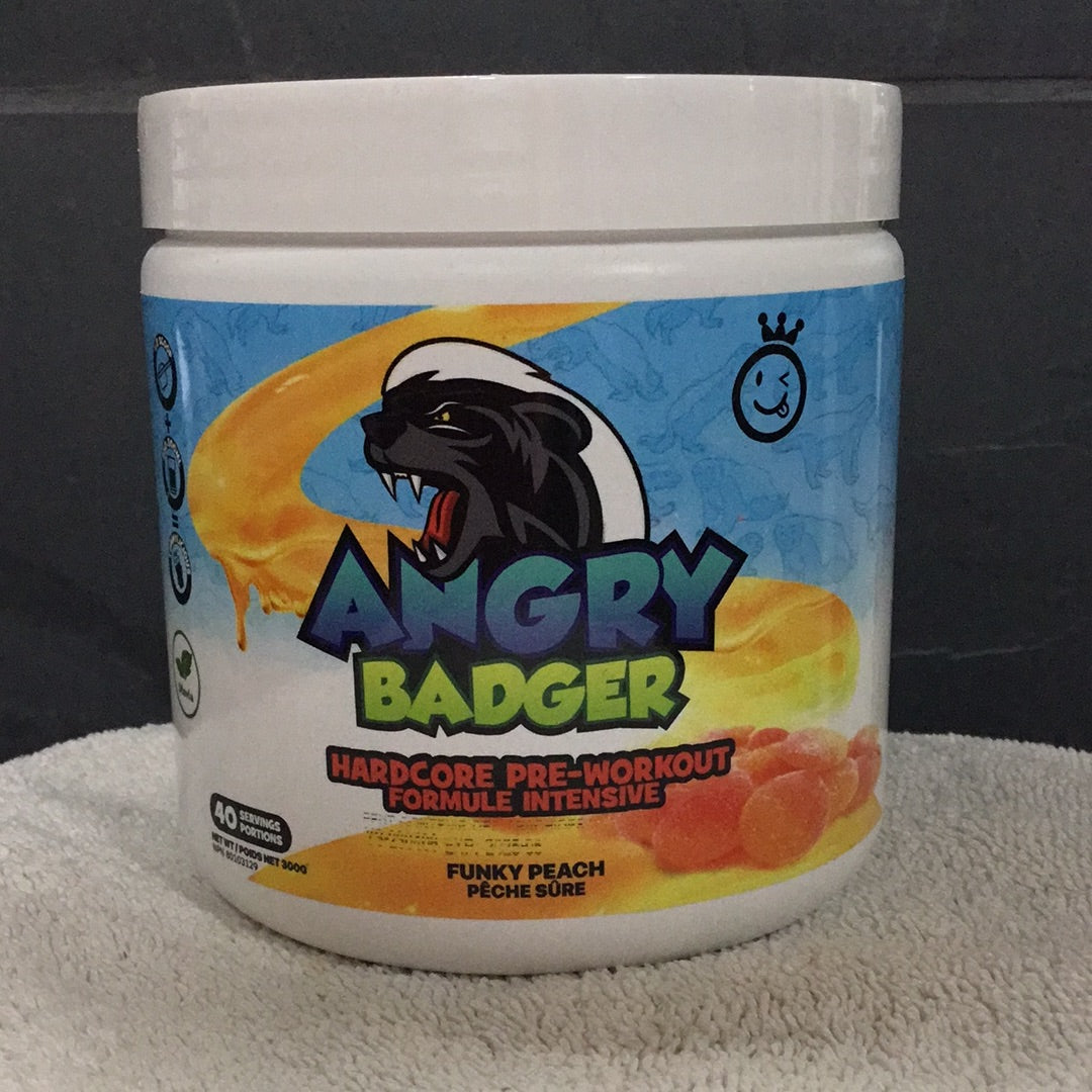 Yummy Sports Angry Badger Pre-workout- Funky Peach- 40 Servings
