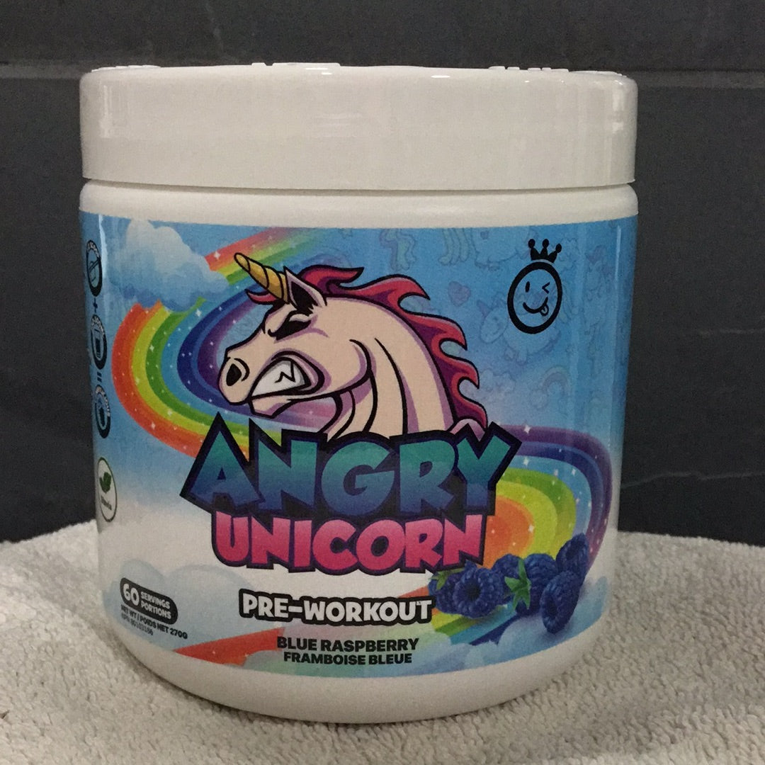 Yummy Sports Angry Unicorn Pre-workout- Blue Raspberry - 60 Servings