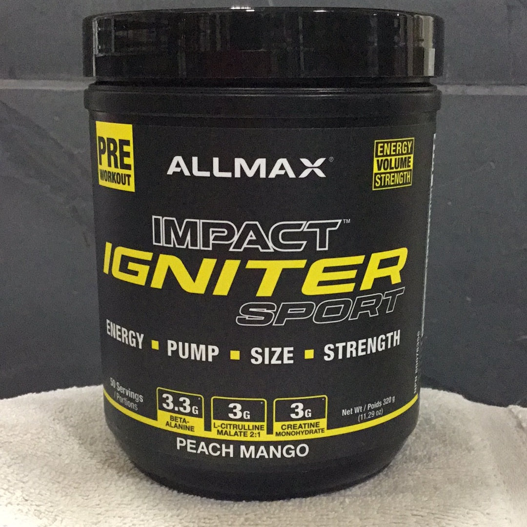 Allmax Impact Igniter Sport Pre-workout- Peach Mango- 50 Servings