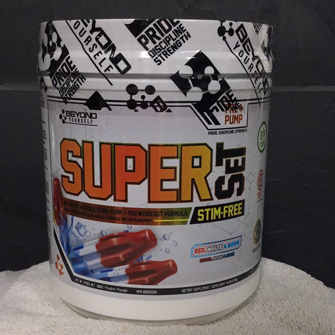 Beyond Yourself Super Set Pre-workout Stim- Free- Red, White & Boom- 40 Servings