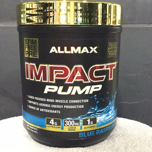 Allmax Impact Pump Pre-workout- Stim-Free- Blue Raspberry- 30 Servings
