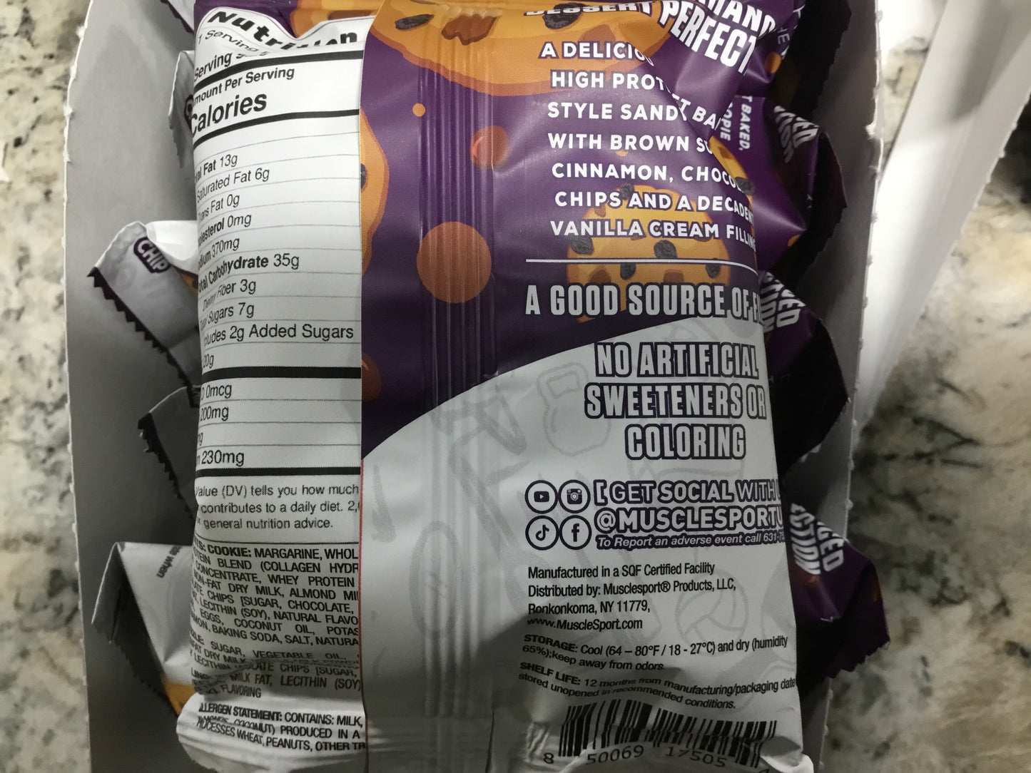 Muscle sport- protein whoopie oatmeal choc chip- 20g protein