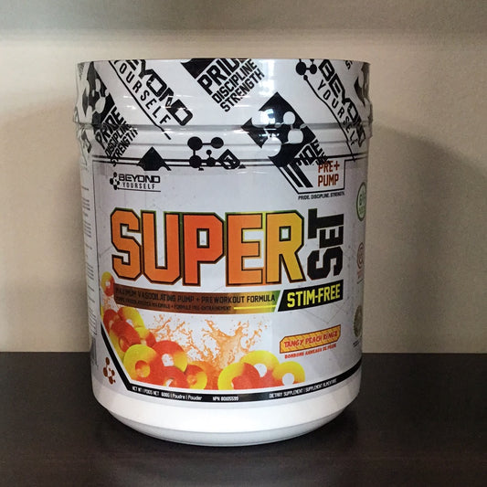 Beyond Yourself Super Set Pre-workout Stim-Free- Tangy Peach Ringz- 40 Servings