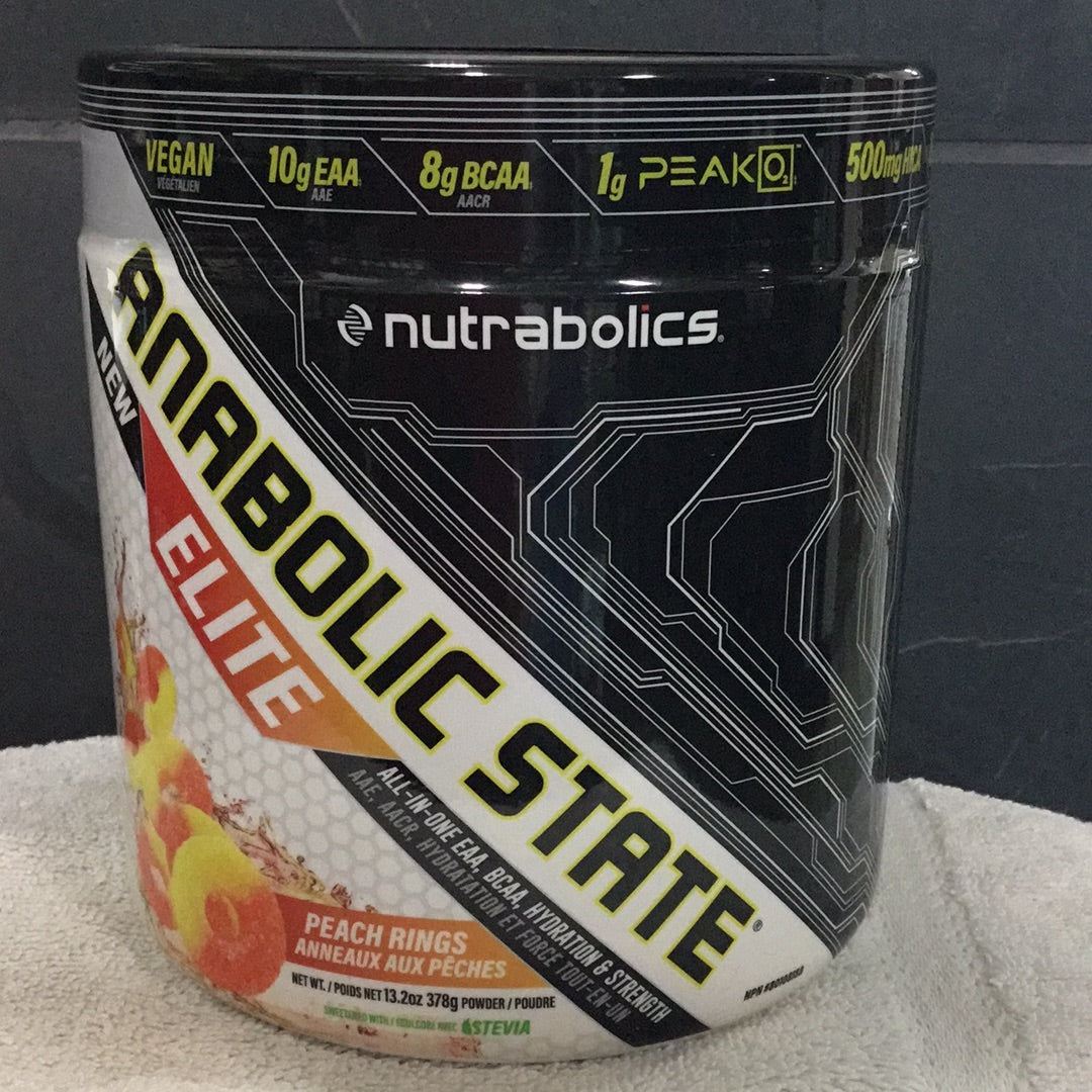 Nutrabolics Anabolic State- All-in-one EAA, BCAA, Hydration and Strength- Peach Rings- 21 Servings