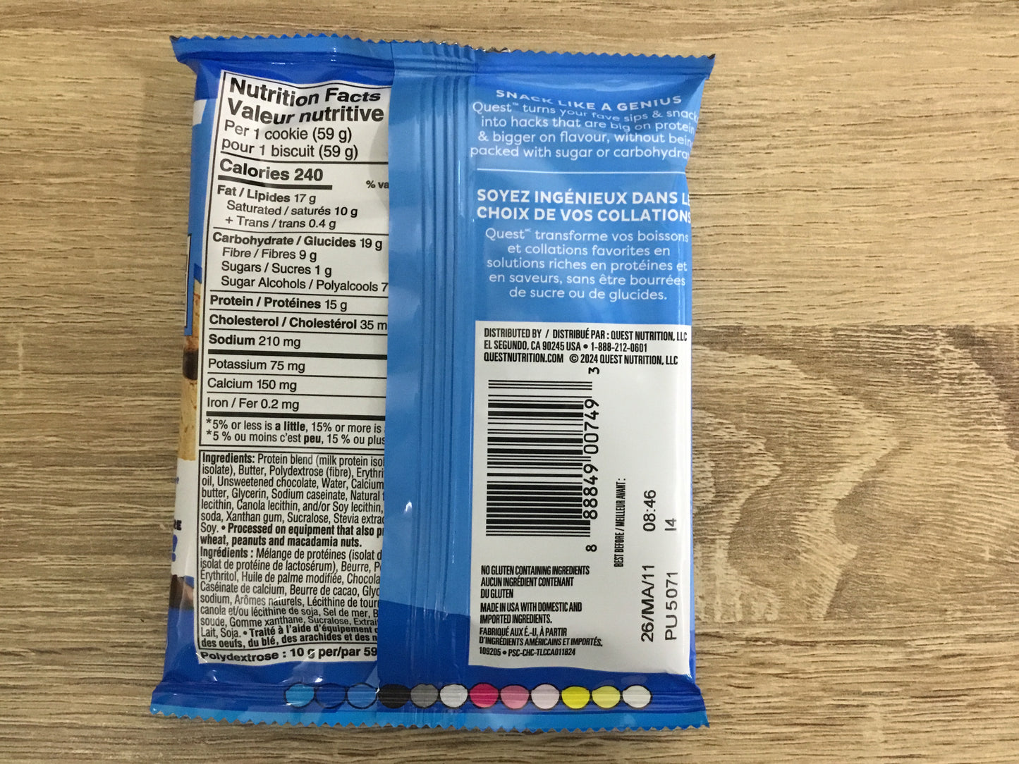Quest Protien cookie - Chocolate chip - 15 G protein