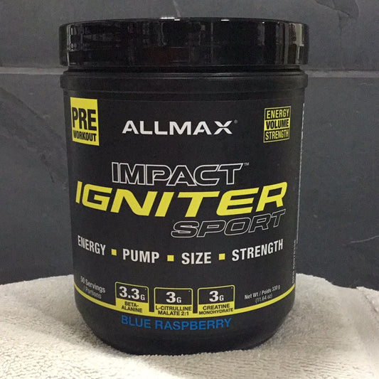 Allmax Impact Igniter Sport Pre-workout- Blue Raspberry- 50 Servings