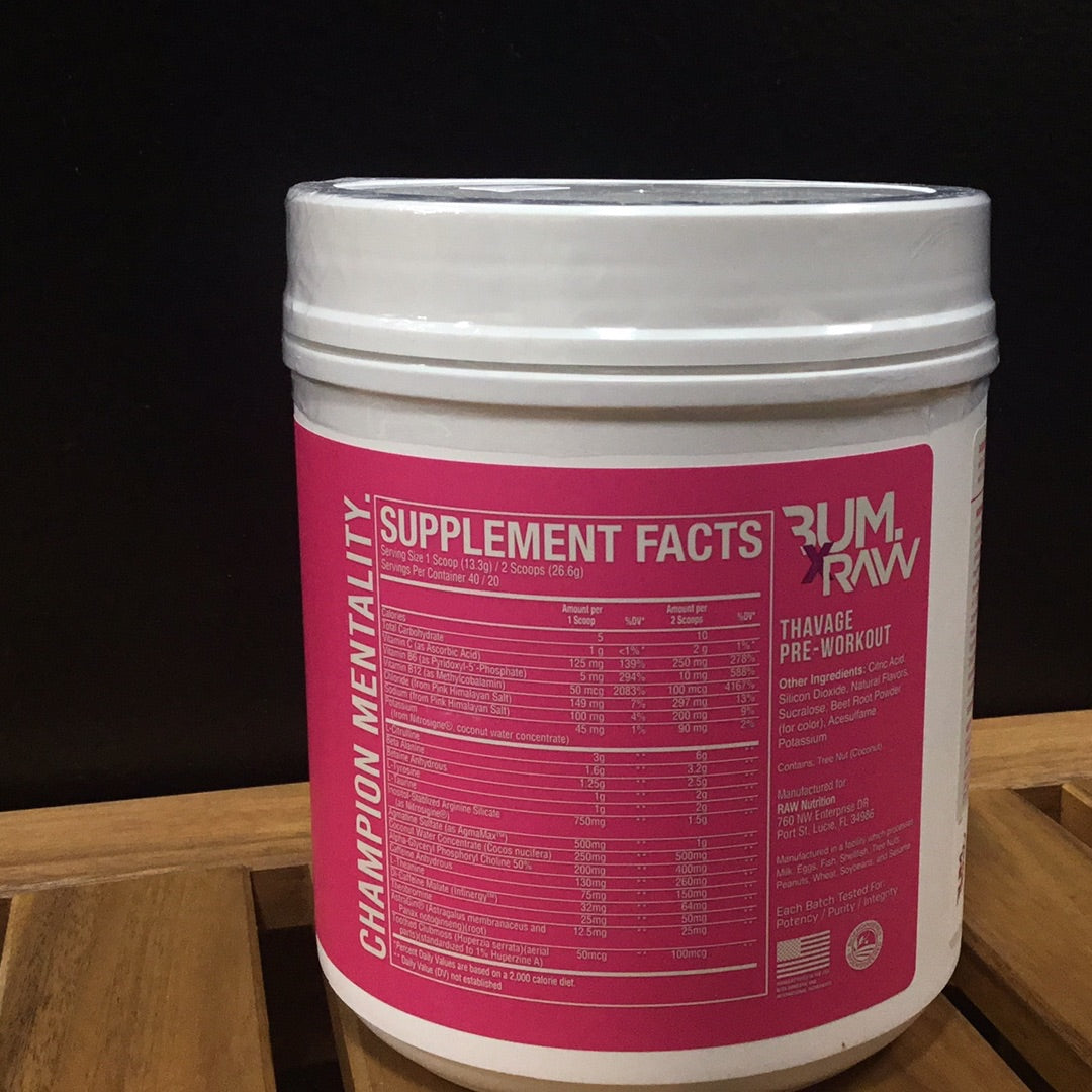Thavage pre workout- dragon fruit- 40 servings