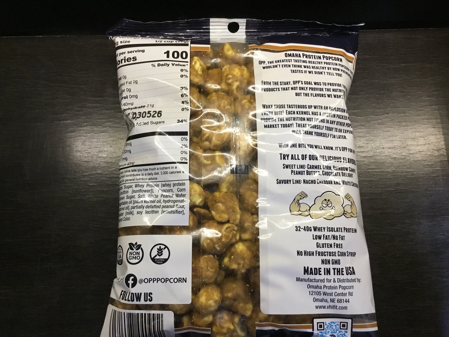 Omaha Protein Popcorn- Peanut Butter - 40g protein