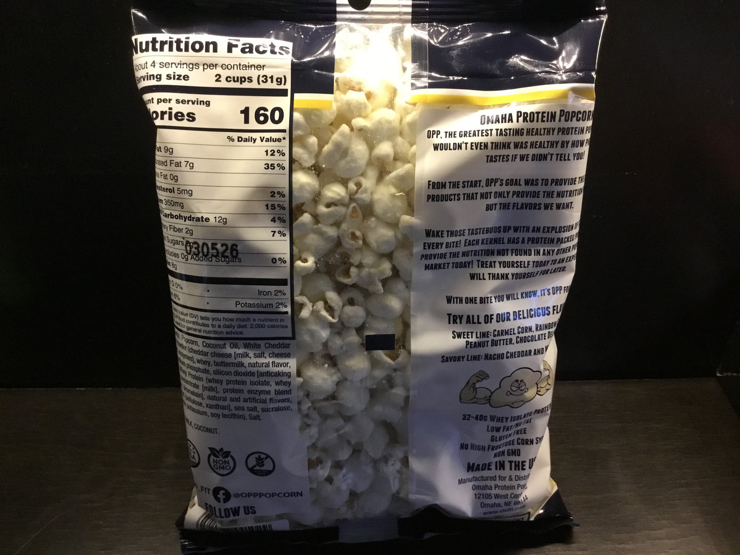 Omaha Protein Popcorn- White Cheddar - 32g protein