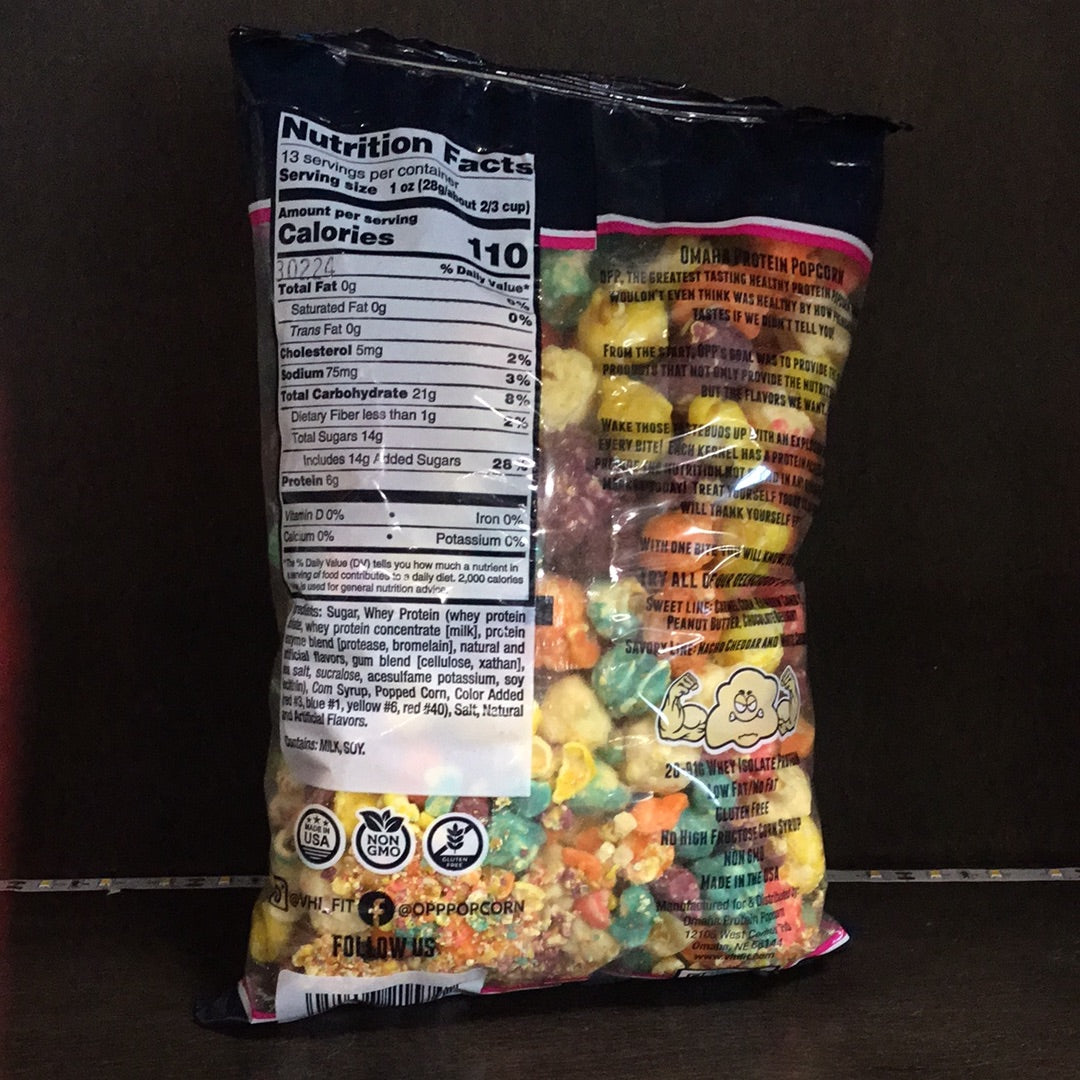OPP Company Protein Popcorn- Rainbow Candy- 6g Protein/ 2/3 Cup