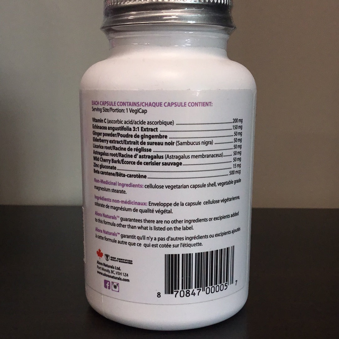 Alora Naturals- Cold & Flu Relief- Supports & Stimulates the Immune System- 90 VegiCaps