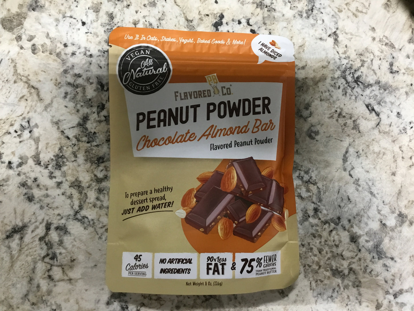 Peanut powder chocolate almond bar
