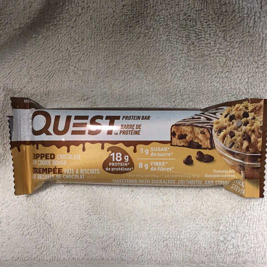 Quest Protein Bar- Dipped Chocolate Chip Cookie Dough- 18g Protein