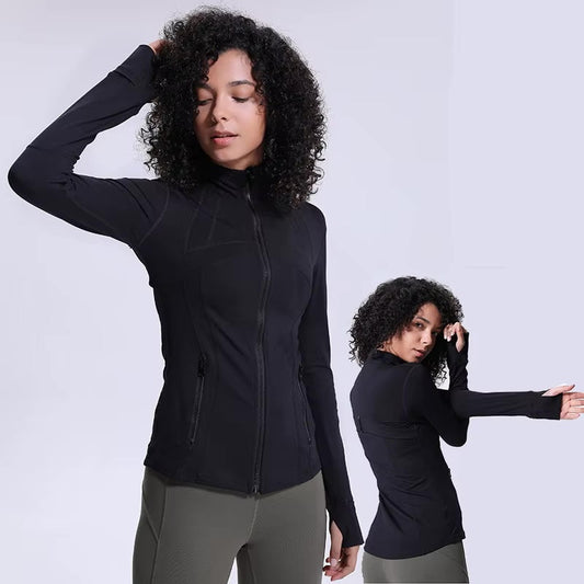 Women's Active Stretch Zip-Up Jacket – Lightweight Yoga & Running Coat