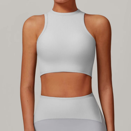 Women's Ribbed Mock Neck Workout Tank – Lightweight Yoga Bra Top