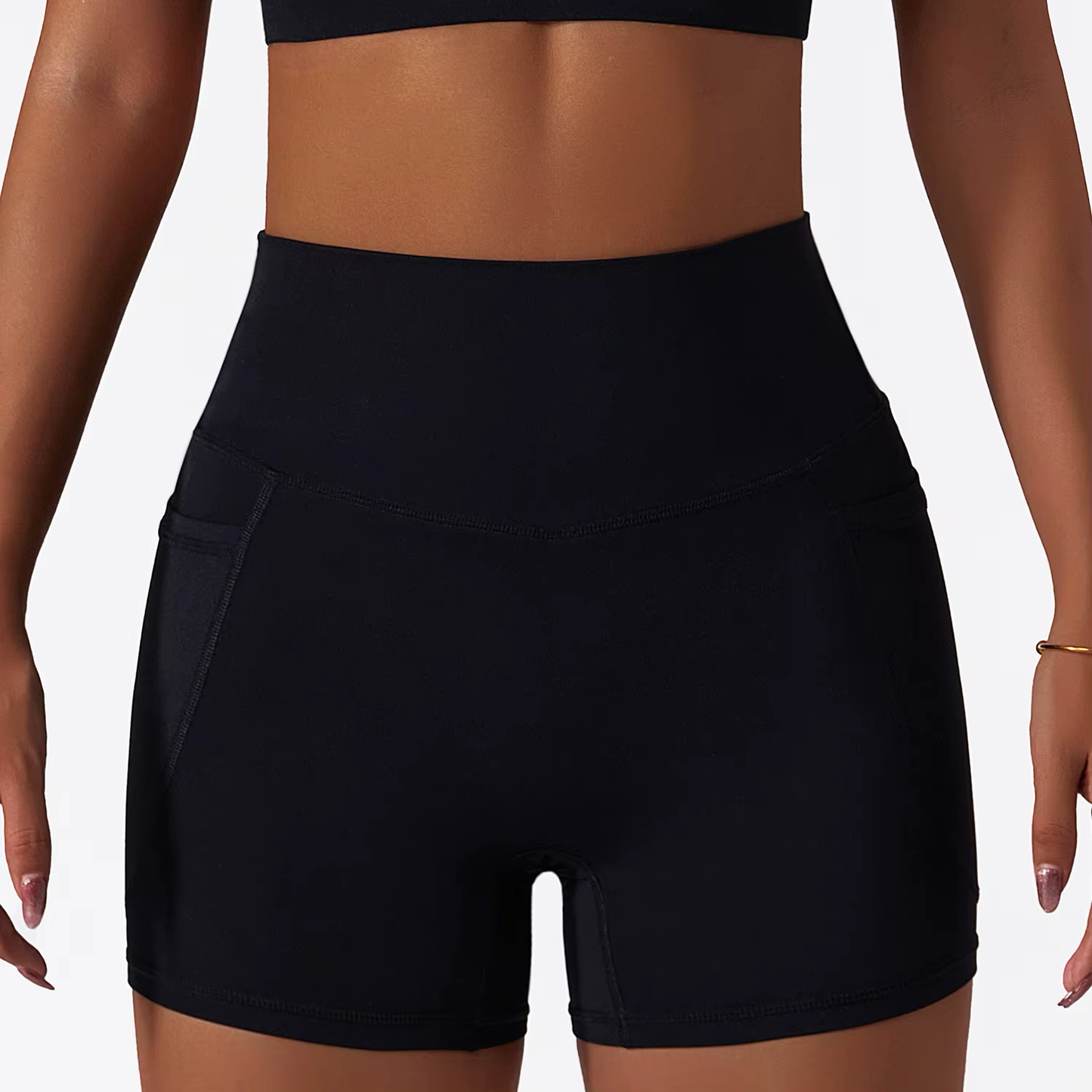 High-Waisted Performance Shorts with Pockets